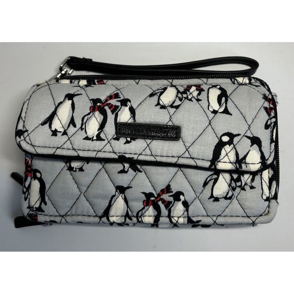 Vera Bradley Penguin Winter Theme Clutch Wallet Double Zip Crossbody Purse